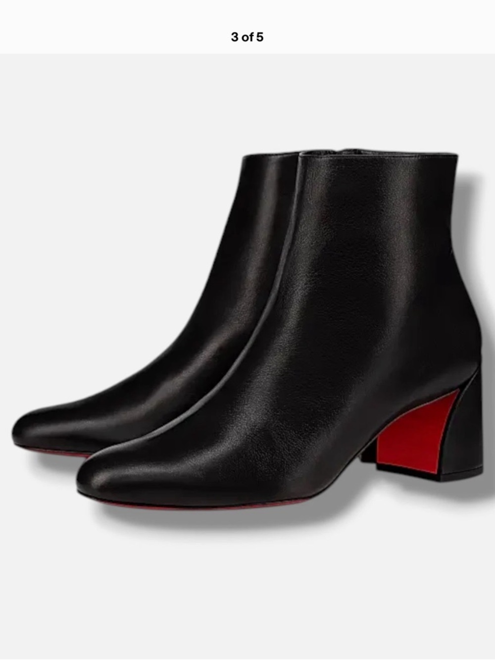 Christian Louboutin Black Leather Ankle Boots with Signature Red Heel